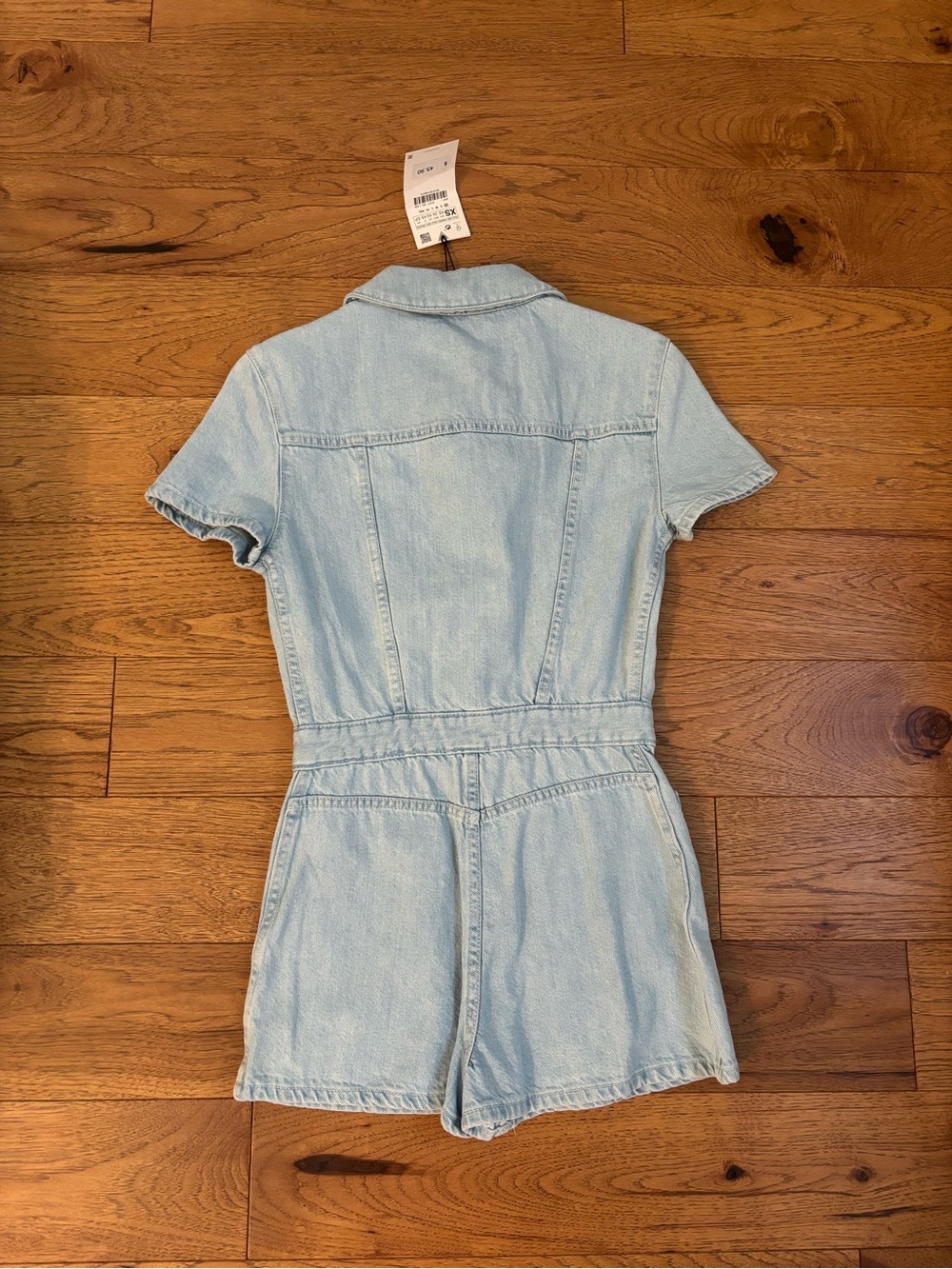 ZARA Light Blue Denim Short-Sleeve One-Piece Romper - Picture 3 of 3